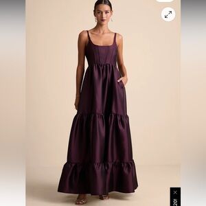 Lulus Avalie Plum Purple Tiered Bustier Maxi Dress in Plum